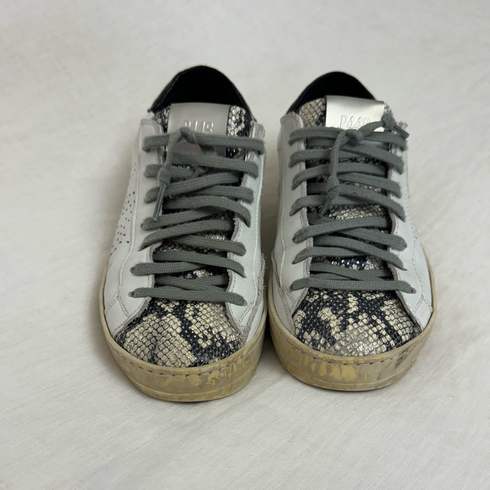 P448 John Python-Print Leather Low Top Sneakers S… - image 5